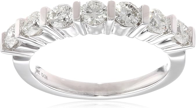 Amazon.com: Women's 14k White Gold Diamond Anniversary Ring (1.00 cttw