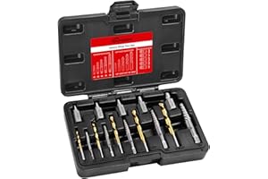 DUNDOO 15Pcs Screw Extractor Set, Easy Out Extractor Set, Left Hand Drill Bit Hex Head Extractor, Cobalt HSS Steel Kit for Stripped Screws and Broken Bolts
