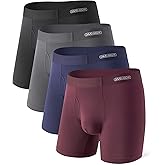 DAVID ARCHY Mens Underwear Silky Soft Second Skin Modal Boxer Briefs Waistfree Seamless Waistband Underwear for Men Pack of 4