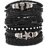 ZeriLion 6 Pcs Goth Punk Bracelets for Women Men, Studded Emo Alt Leather Cuff, Adjustable Gothic Rock Wristband Accessories