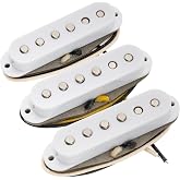 Musiclily Pro ST-TX Staggered Alnico 5 Single Coil Pickups Set White | Neck Middle Bridge, for Strat Style Electric Guitar