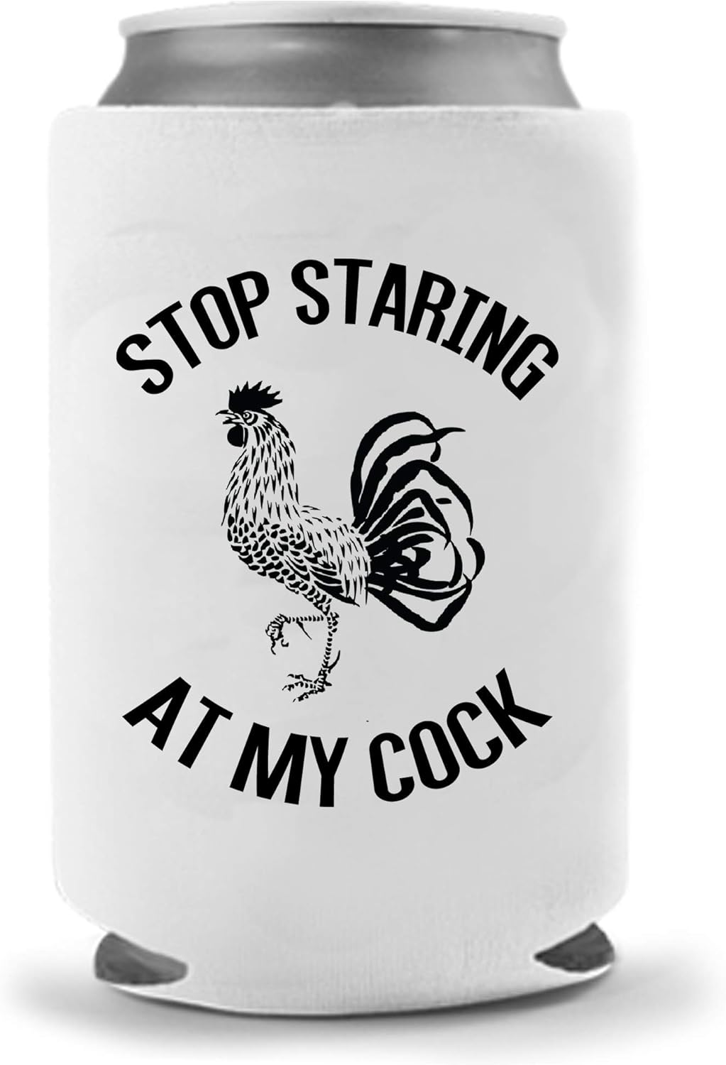 Stop Staring At My Rooster Joke | Funny Novelty Neoprene Can Cooler Beverage Huggie Hugger | Beer Beverage Holder - Beer Gifts Home - Quality Can Cooler (1)
