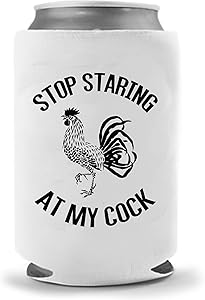 Stop Staring At My Rooster Joke | Funny Novelty Neoprene Can Cooler Beverage Huggie Hugger | Beer Beverage Holder - Beer Gifts Home - Quality Can Cooler (1)