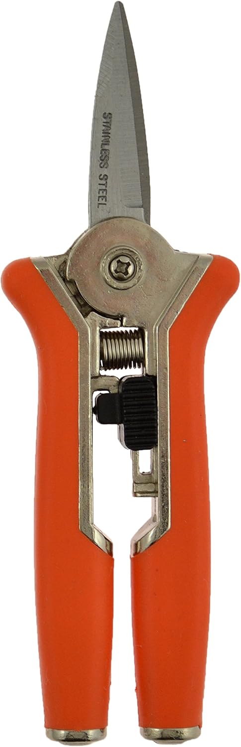 Green Jem Compact Straight Bypass Pruner, Orange, 15x4.5x1.5 cm