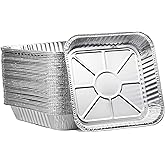 Aluminum Foil Pans 50 Pack Disposable Tin Foil Pans for Baking, 8 x 8'' Cooking Roasting, Meal Prep, Recyclable Sturdy Alumin