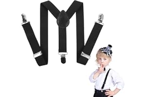 LARREL Kids Suspenders, Elastic Toddler Suspenders with Strong Metal Clips, Adjustable Y-Back for Girls and Boys