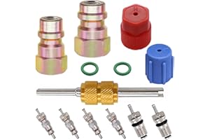 Taiss 11PCS R12 to R134A Conversion Kit,R12 R22 to R134A High/Low Fittings Port with 1/4’’to 7/16"-20 UNF Connection,AC Retrofit Fitting Adapter Kit for AC Air Conditioner Refrigerant System
