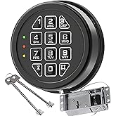 High Security Electronic Safe Lock Replacement Keypad with Solenoid Lock & 2 Override Keys, Fit Safe Box and More