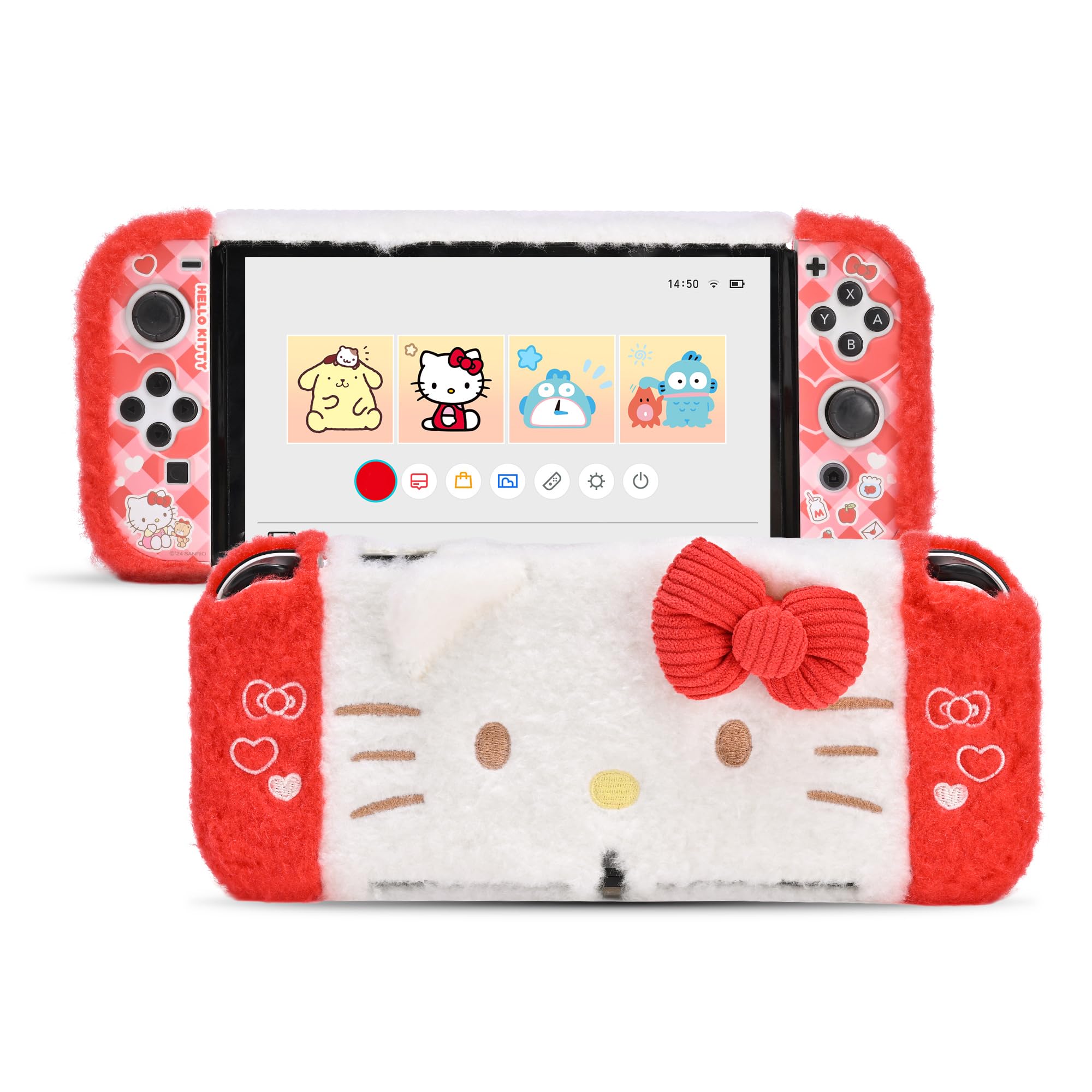 Kuitmor Plush Protective Case for Switch OLED,Kawaii Hard PC Slim Cover Case Compatible with Switch OLED Console and Joystick - HLK