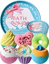 Aofmee Bath Bombs Gift Set 6 Pcs Handmade Spa Kit Shea Cocoa Moisturize