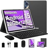 SKYEGG 2026 Upgraded Android 15 Tablet 10.1 Inch Octa-Core Tablets with Keyboard Mouse, 22GB+128GB+1TB Expand, 8000mAh Large Battery,1280x800 IPS HD Touch Screen, Widevine L1, 5G WiFi, GPS-Metal Grey