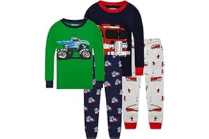 Dolphin&Fish Boys Pajamas 4Piece Toddler Kids Pjs Sets Cotton Toddler Clothes Sleepwears