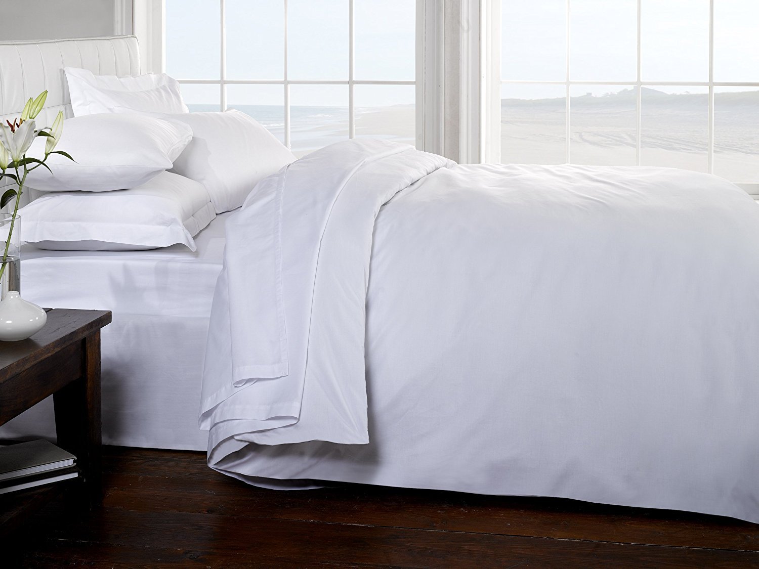 Brighton Hill Egyptian Cotton Super King Size Bed White Duvet/Quilt Cover, White
