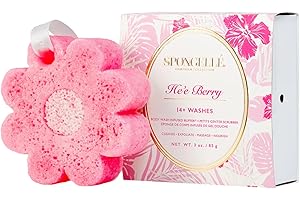 Spongellé He'e Berry Hawaiian Buffer | Body Wash Infused Sponge with Awapuhi & Kukui Nut Oil | Exfoliates & Hydrates | 14+ Uses