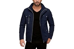 Wantdo Men's Cotton Lightweight Jacket Military Jacket Front Zip Jacket
