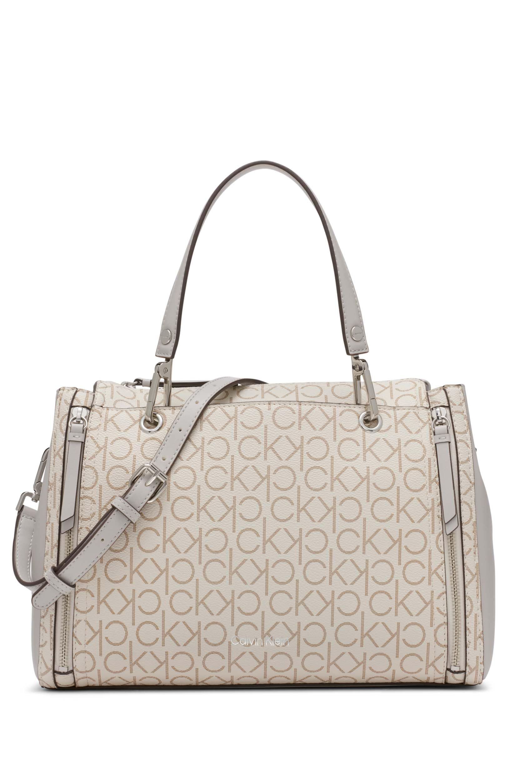 Calvin Klein Reyna Novelty Satchel, Vanilla/Khaki/Dove, One Size