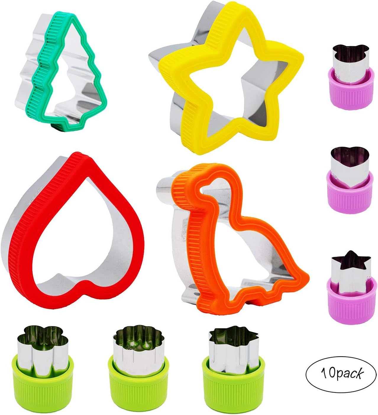 Sandwich Cookie Cutters for Kids, Dinosaur Heart Star Chiristmas Tree Shapes，Vegetable Fruit Cutter Mold, Cookie Cutter Set for Party and Holiday