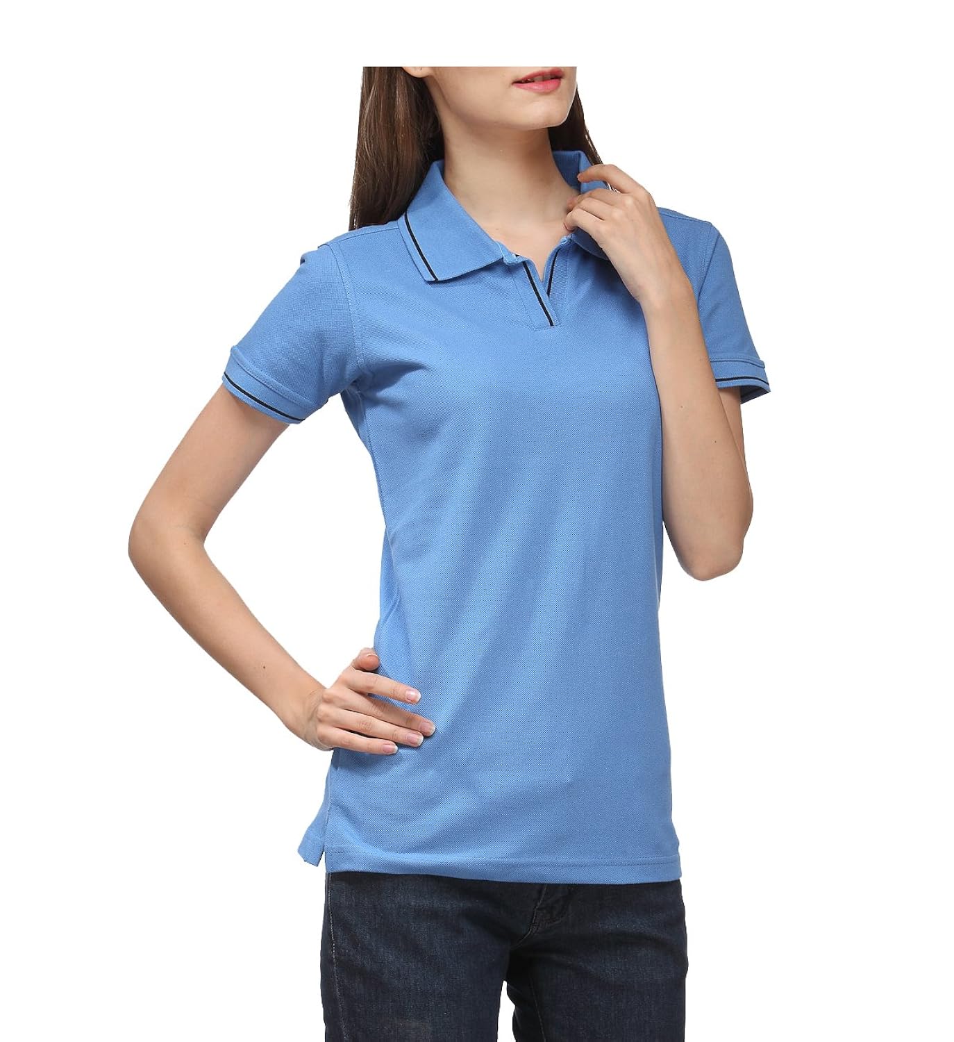scott women's premium cotton polo t-shirt - indian blue