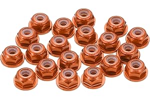 MECCANIXITY 20 Pcs M2 Pitch 0.4mm Aluminum Alloy Lock Nuts Flanged Hex Nuts Nylon Locking Serrated for RC Drone Quadcopter Mo