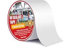 CHUANGSEED RV Roof Tape White, 4 Inch X 50 Feet, RV Sealant Tape, Roof Patch Repair Tape for Camper Roof Repair, Trailer Roof Sealant, Stop Camper Roof Leaks, UV-Resistant, Weatherproof,Boat