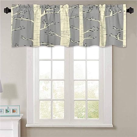 YUAZHOQI Cortinas cenefas gris abedul ramas vintage bohemias