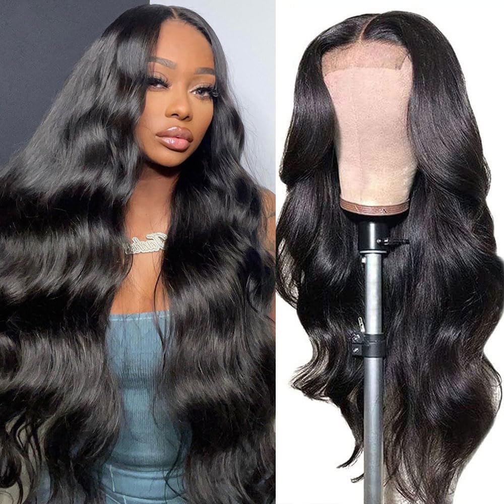 Vallbest 26 Inch Lace Front Wigs Human Hair Pre Plucked with Baby Hair 10A Grade Glueless 150% Density Transparent 4x4 Body Wave Lace Front Human Hair Wigs for Black Women