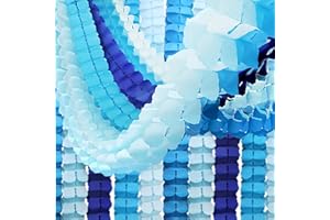 RUBFAC 6pcs Four-Leaf Clover Garland Party Blue and White Streamers Tissue Paper Hanging Flower Garland for Frozen Party Baby Shower Decoration