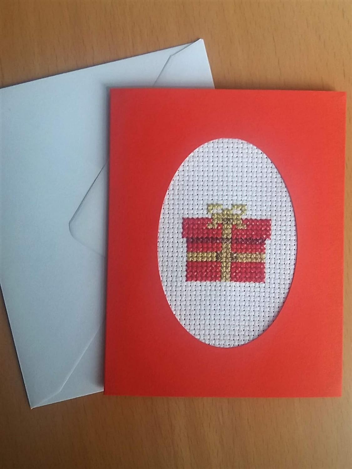 Christmas Present Cross Stitch Card Kit Beginners Counted Cross