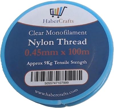 Habercrafts 0.45mm Clear Nylon Thread 100m Non Stretch Transparent Wire