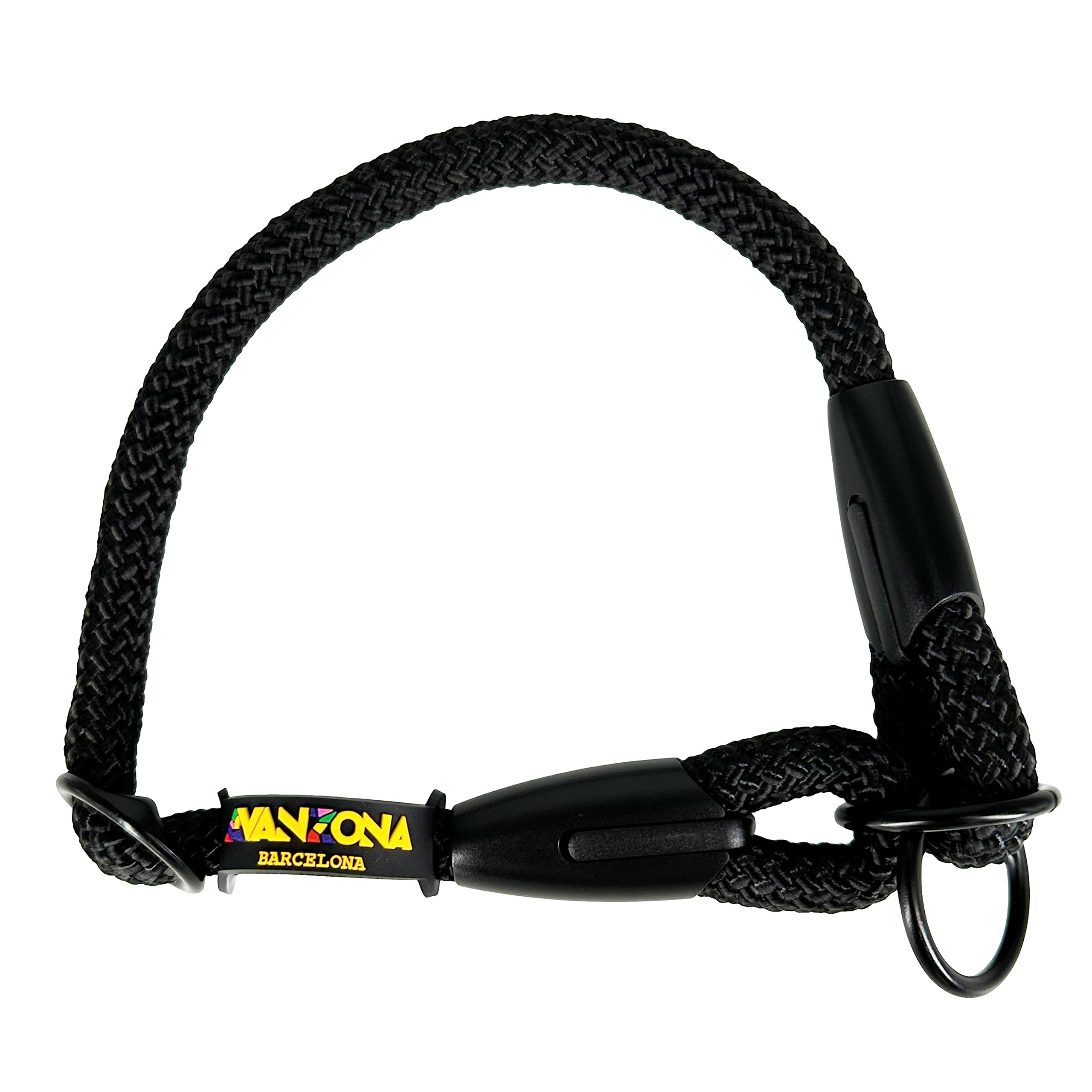 Training Collar for Dogs – Anti-Pull, Adjustable, Made Polyester Rope, Suitable for Small, Medium and Large Dogs, Made in Spain. Black. XXS (≤45CM).