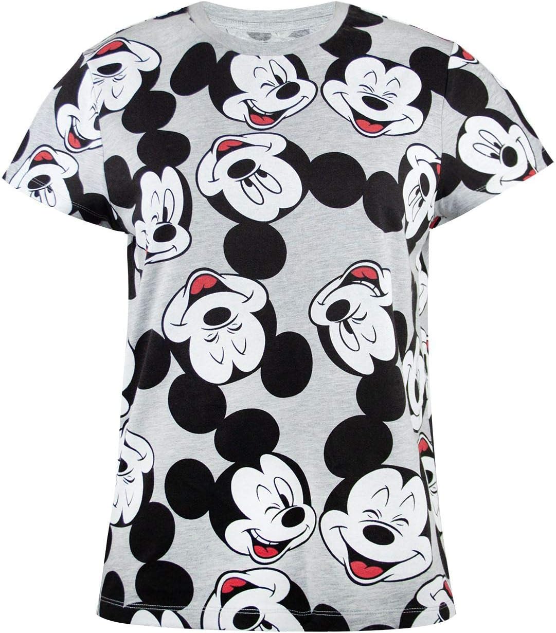 Disney Mickey Mouse Face All Over Print Women's Short Sleeve T-Shirt