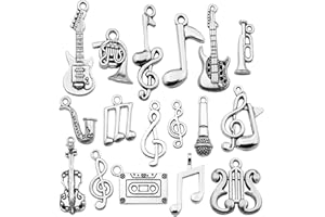 WOCRAFT 50pcs Wholesale Bulk Lots Instrument Music Notes Charms for Jewelry Making Mixed Smooth Tibetan Silver Metal Charms Pendants DIY for Jewelry Making Necklace Bracelet and Crafting (M354)