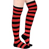 Geyoga Striped Over Knee Thigh High Socks for Women Girls Ladies Costume Halloween Party Supplies Striped Tights Stockings
