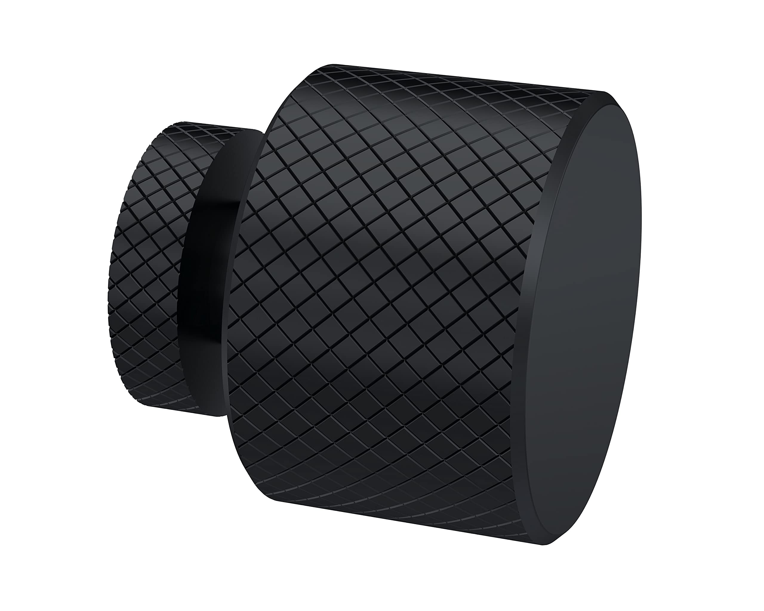 nuie H214 Handles | Modern Bathroom Designer Round Indented Knurled Knob Bathroom Furniture Handle, 30mm, Matt Black