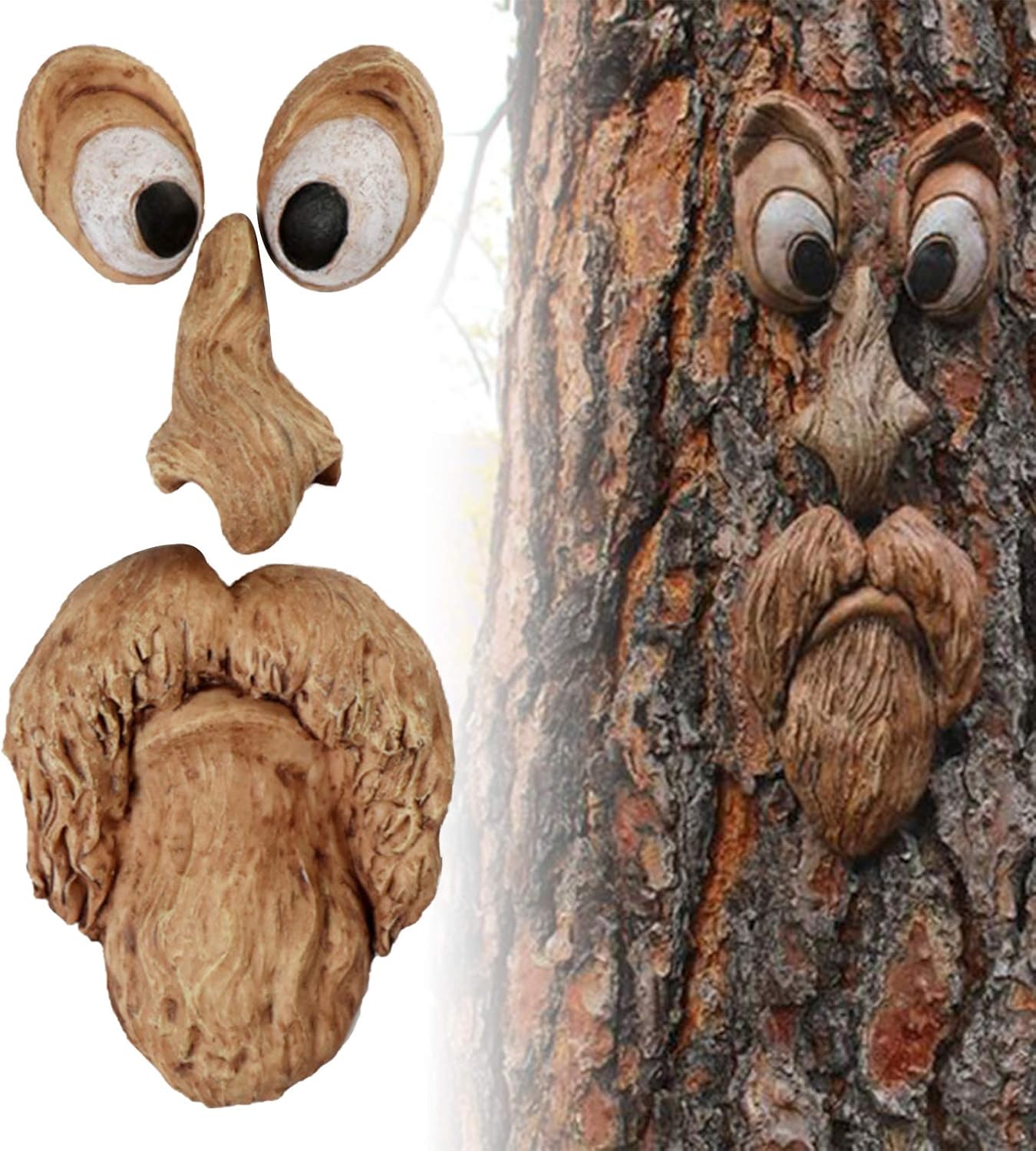 Old Man Tree Hugger Tree Face Decor Statues Bark Ghost Face Facial Features Decoration Whimsical Sculpture Garden Peeker Tree Face Decor for Outdoor Funny Yard Art Garden for Easter Creative Props…