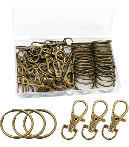 thumbnail image 2 of Bulk 100 Pack - Premium Metal Lobster Claw Clasps - Wide 3/4 Inch D Ring - 360° Swivel Trigger Snap Hooks - Great For DIY Lanyards, Keychain Clasps - Swivel Hooks For Purses By Specialist ID 2 of 10