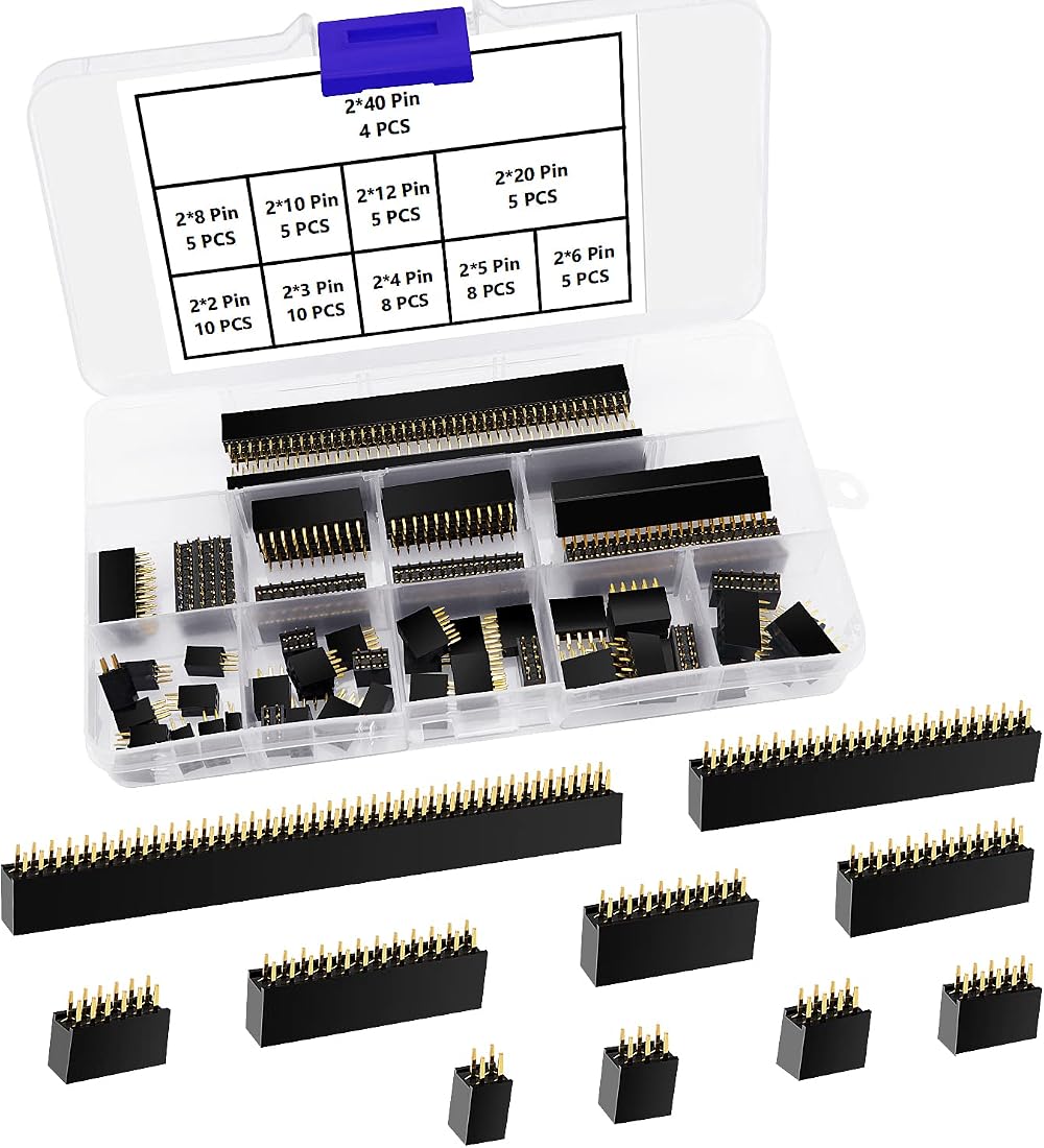 VooGenzek 65-Piece 2.54mm Female Pin Header Kit for Arduino Shields