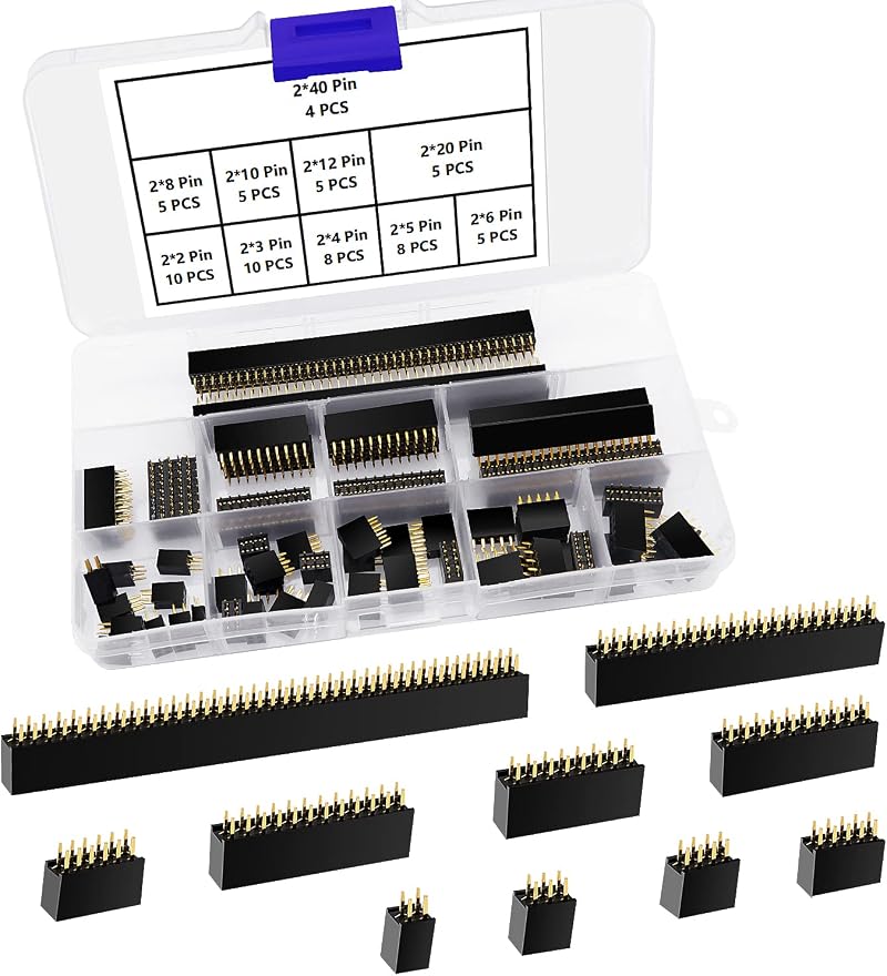 VooGenzek 65-Piece 2.54mm Female Pin Header Kit for Arduino Shields