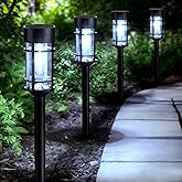 Mancra Solar Pathway Lights Outdoor, 8 Pack Metal Glass Solar Lights Outdoor Waterproof Auto On/Off Landscape Path Lighting Garden Decor for Yard Walkway Driveway, Cool White