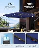 SONGMICS Cantilever Garden Parasol Umbrella with Base 3m Navy Blue view 3