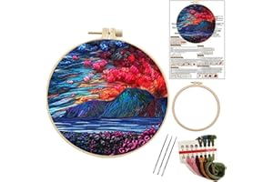 Liveish Flower Forest and Sea Mountain Embroidery Kits,Embroidery kit for beginners adults,embroidery kits for beginners with Patterns and Instructions.(Flower Forest and Sea Mountain)
