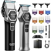 ANGFAN Professional Hair Clippers for Men - 8000RPM Brushless Motor & 440C Steel Blades, Barber-Grade Cordless Clippers & Trimmer Set for Fade Designs, Hair Cutting Tools for Professional Barbers
