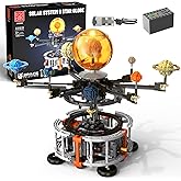 MOCBURIKU Solar System Building Set with Light, Rotatable STEM Educational Toys with 8 Planets, Electric Manual Mode Spinning Space Toys for Astronomy Learning, Gift for Boys Girls Age 6-12(1282pcs)