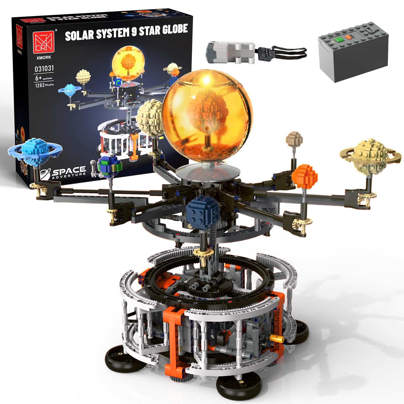 Photo 1 of MOCBURIKU Solar System Building Set with Light, Rotatable STEM Educational Toys with 8 Planets, Electric Manual Mode Spinning Space Toys for Astronomy Learning, Gift for Boys Girls Age 6-12(1282pcs)