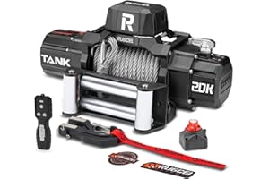 RUGCEL WINCH 20000lb Waterproof Electric Steel Rope Winch 12V with Hawse Fairlead,Black Rope，for Truck SUV