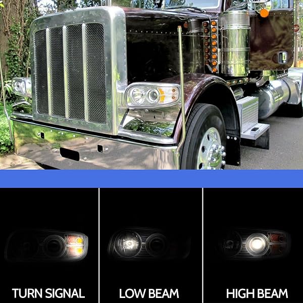 REVWORTH HEADLIGHT ASSEMBLY FIT FOR 2008-2018 PETERBILT 388-389, HALOGEN HEADLIGHTS HEADLAMPS W/BULBS CHROME HOUSE (LEFT/DRIVER SIDE)