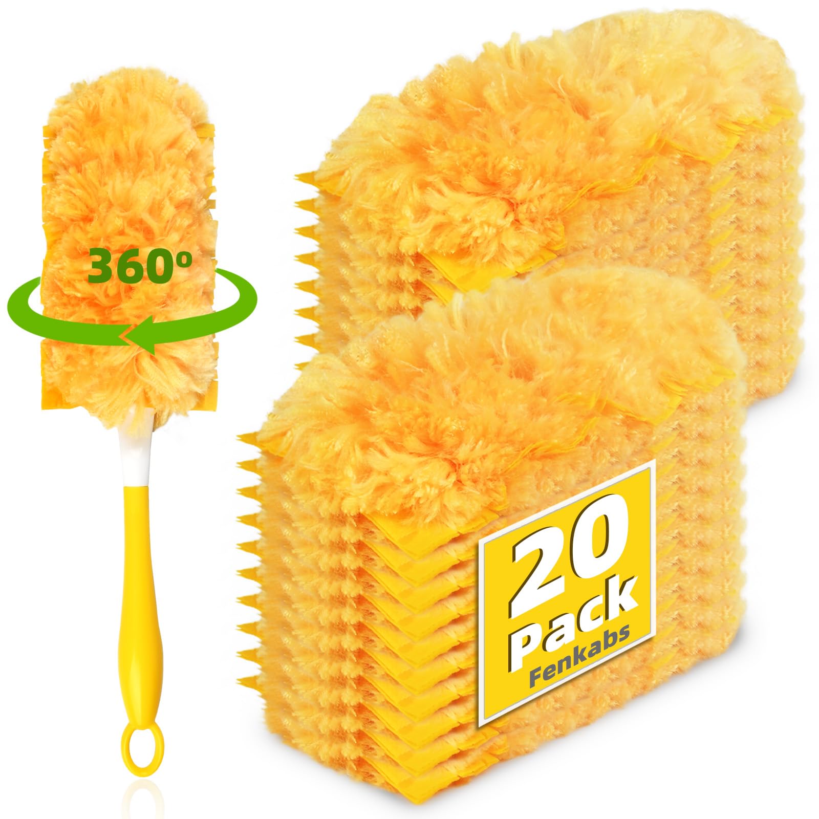 Photo 1 of 20 Pack 360 Dusters Refills for Swiffer Dusters, Unscented Heavy Duty Duster Kit Disposable Dusters Refills with 1 Handle for Cleaning Furniture, Blinds, Ceiling Fans