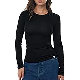 C202 Women's Merino Wool Blend Shirts Long Sleeve Tops Crew Neck Fitted Basic Tee Cozy Embrace Collection