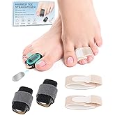 BLATOWN 2 Pcs Hammer Toe Straightener with Aluminum Plate Support and 2 Pcs Adjustable Broken Toe Splints Support Wraps for Women & Men, Hammer Toe Corrector Relief for Hammer, Curled, Bent, Broken Support (Medium)