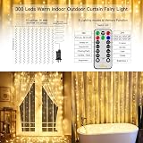 Ollny 300LED Curtain Lights 3x3m Mains Powered Waterfall with Remote 8 Modes view 3
